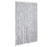 vidaXL Insect Curtain-120x220cm Chenille Doorway Fly Screen, Adjustable & Washable, White/Grey