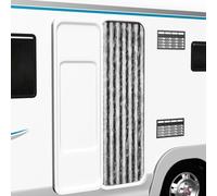 vidaXL Insect Curtain Chenille 56x185cm - Grey and White Door Screen for RV/Caravan - Mosquito & Fly Resistant, Easy Entry