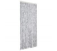 vidaXL Insect Curtain - Door Strands for Flies & Mosquitoes - Soft Chenille 100x220 cm White/Grey