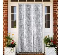 vidaXL Insect Curtain White and Grey 90x220cm Chenille Fly Door Screen Mesh
