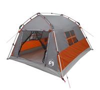vidaXL Instant Tent Water-resistant 3-Person Grey and Orange, Modern Portable Camping Tent, Lightweight Family Shelter, Quick Setup Outdoor Gear, Waterproof Backpacking Solution