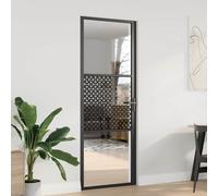 vidaXL Interior Door Black 76 x 201.5 cm Tempered glass and Aluminium
