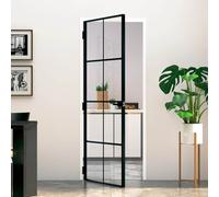 vidaXL Interior Door Black 76x201.5 cm Tempered Glass&Aluminium