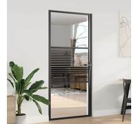 vidaXL Interior Door Black 93 x 201.5 cm Tempered glass and Aluminium