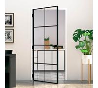 vidaXL Interior Door Black 93x201.5 cm Tempered Glass&Aluminium