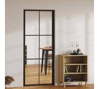 vidaXL Interior Door in Black with ESG Tempered Glass and Aluminium Frame | Modern Design with Durable Structure | Easy to Install in Existing Wooden Frames | Suitable for 35-50mm Frame