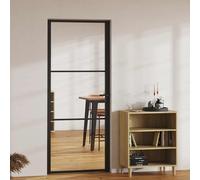 vidaXL Interior Door Barn Door Sliding Door ESG Glass and Aluminium Black