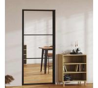 vidaXL Interior Door Barn Door Sliding Door ESG Glass and Aluminium Black