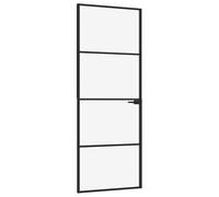 vidaXL Interior Door Black 76X201.5cm Tempered Glass&aluminium, Black