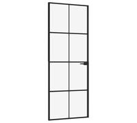 vidaXL Interior Door Black 76X201.5cm Tempered Glass&aluminium, Black
