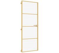 vidaXL Interior Door, Slim Barn Door for Home Internal, Sliding Door Panel with Assembly Kit, Sliding Gate, Golden Tempered Glass and Aluminium