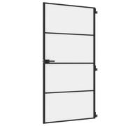 vidaXL Interior Door, Slim Barn Door for Home Internal, Sliding Door Panel with Assembly Kit, Sliding Gate, Black Tempered Glass and Aluminium