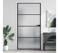 ❰vidaXL Slim Black Interior Door with Matt Tempered Glass and Strong Aluminium Frame Measuring 102.5x201.5 cm - Ideal for Home and Office❱