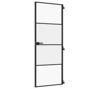 vidaXL Interior Door Slim Black 76x201,5 cm Tempered Glass and Aluminium