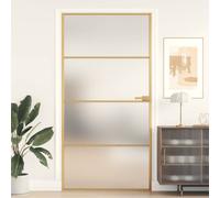 vidaXL Interior Door Slim Golden 102.5x201.5 cm Tempered Glass and Aluminium
