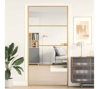 vidaXL Interior Door Slim Golden 102.5x201.5 cm Tempered Glass and Aluminium