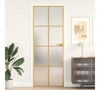 vidaXL Interior Door Slim Golden 76x201.5 cm Tempered Glass and Aluminium