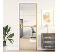 vidaXL Interior Door Slim Sliding Door Golden Tempered Glass and Aluminium