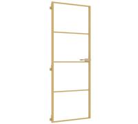 'vidaXL Interior Door: Slim, Golden Aluminium Frame, 76x201.5 cm, Tempered Glass