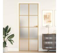 vidaXL Interior Door Slim Golden 83x201.5 cm Tempered Glass and Aluminium