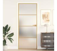 vidaXL Interior Door Slim Golden 83x201.5 cm Tempered Glass and Aluminium
