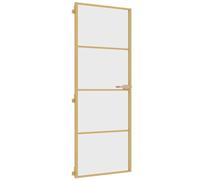 vidaXL Interior Door Slim Sliding Door Golden Tempered Glass and Aluminium