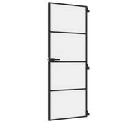 vidaXL Interior Door Slim Sliding Door Black Tempered Glass and Aluminium