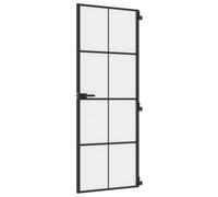 vidaXL Interior Door Slim Sliding Door Black Tempered Glass and Aluminium