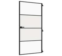 vidaXL Interior Door Slim Sliding Door Black Tempered Glass and Aluminium