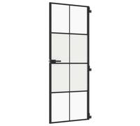 vidaXL Interior Door Slim Sliding Door Black Tempered Glass and Aluminium