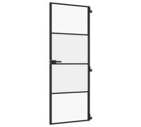 vidaXL Interior Door Slim Sliding Door Black Tempered Glass and Aluminium