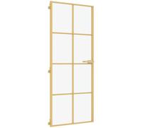 vidaXL Interior Door Slim Sliding Door Golden Tempered Glass and Aluminium