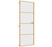 vidaXL Interior Door Slim Sliding Door Golden Tempered Glass and Aluminium
