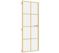Interior Door 76x201.5 cm Gold Aluminium Frame Tempered Glass Slim Modern Indoor