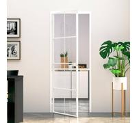vidaXL Interior Door White 76x201.5 cm Tempered Glass&Aluminium Slim