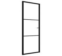 vidaXL Interior Door with ESG Glass and Aluminium Frame, 76x201.5 cm - Black, Modern Design, Easy to Install, Ideal for Home or Office