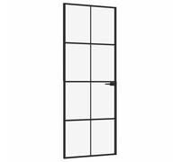 vidaXL Interior Door with Transparent Tempered Glass Panels and Black Aluminium Frame, Dimensions 76x201.5 cm, Modern Design for Homes and Spaces