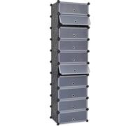 vidaXL Interlocking Shoe Organiser with 10 Compartments Black Footwear Rack
