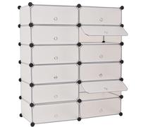vidaXL Interlocking Shoe Organiser with 12 Compartments White Footwear Rack