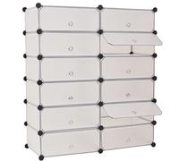 vidaXL Interlocking Shoe Organiser with 12 Compartments White Footwear Rack