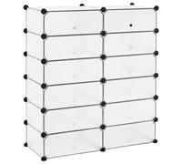 vidaXL Interlocking Shoe Organiser with 12 Compartments White Footwear Rack vida