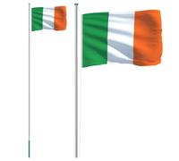 vidaXL Ireland Flag and Pole 6.23 m Aluminium Outdoor Garden Camper Flag Pole