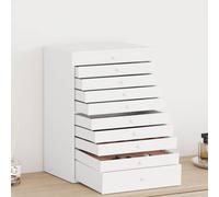 vidaXL Jewelry Box 10-Layer Organizer with Watch Holders - White, Velvet Lining, 29x20.5x40.5 cm, For Rings/Bracelets/Necklaces, Elegant Design with Leatherette Finish