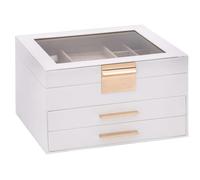 vidaXL Jewellery Box 3-Layer White 23x20.5x14 cm jewelry organiser ring box