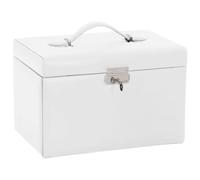 vidaXL Jewellery Box 3-Layer with Mirror Lockable White 26x18x17.5 cm, jewelry organiser, ring box, personal jewellery box, jewellery chest