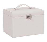 vidaXL Jewellery Box 4-Layer with Mirror - Lockable, Velvet Interior - White 22.5x17.5x16.5 cm