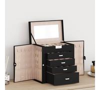 vidaXL Jewellery Box 5-Layer with Mirror Lockable Black