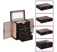 vidaXL Jewellery Box 5-Layer with Mirror Lockable Black jewelry organiser