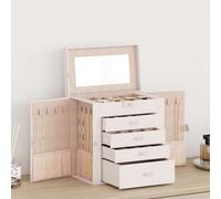 vidaXL Jewellery Box 5-Layer with Mirror Lockable White