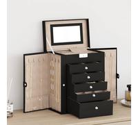 vidaXL Jewellery Box 6-Layer with Mirror Lockable Black